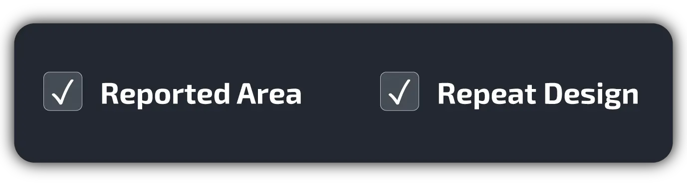 Reported area in design metrics