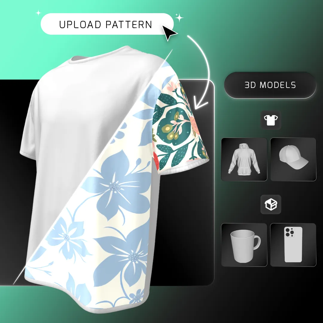 3D mockup of clothing, showcasing realistic fabric designs and apparel visualizations.