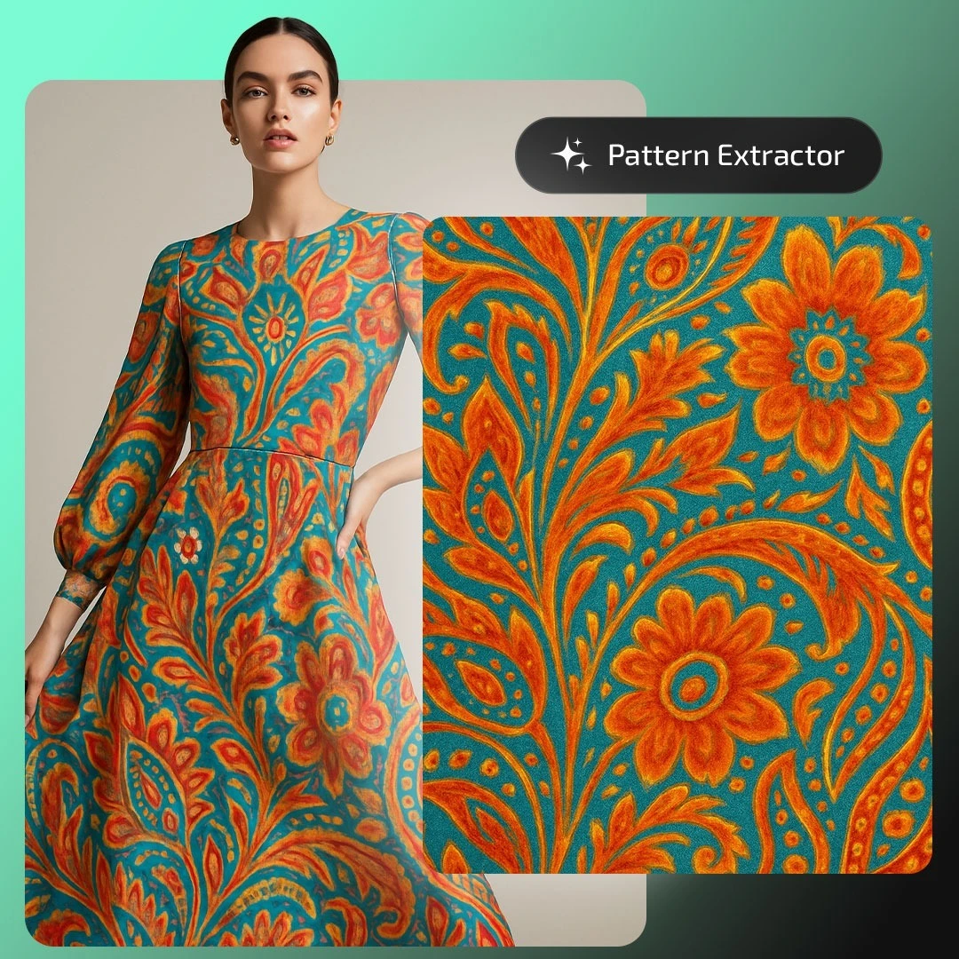 Pattern Extractor AI tool extracting seamless textile patterns from garment photos instantly.