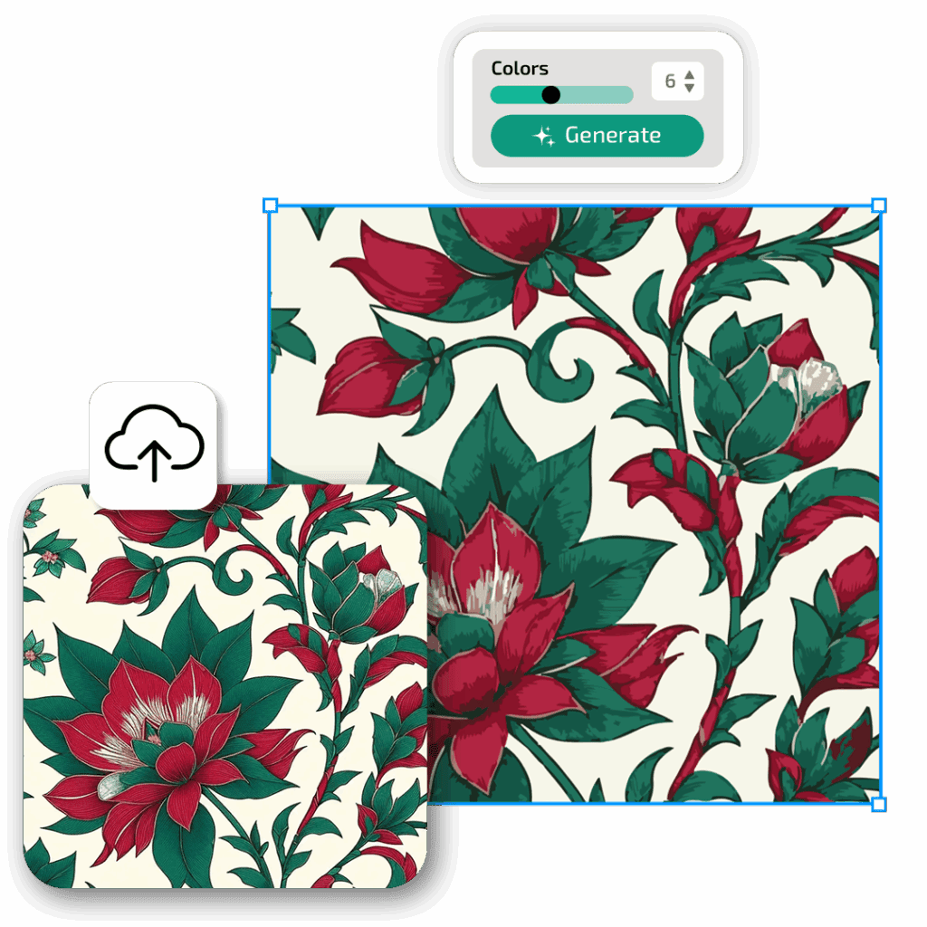 Textile design being converted into a clean SVG file using Vectorizer AI