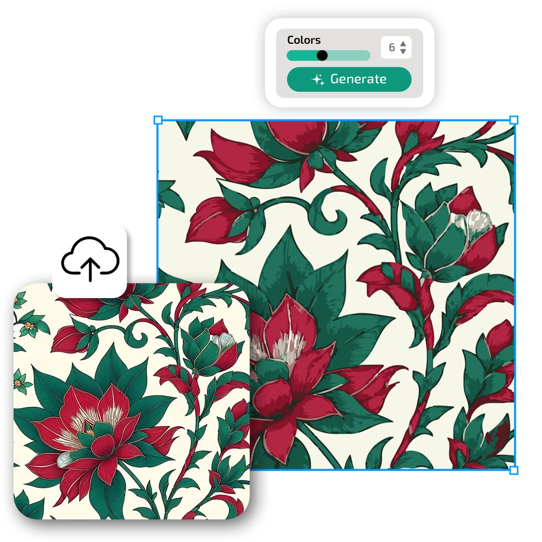 Textile design being converted into a clean SVG file using Vectorizer AI