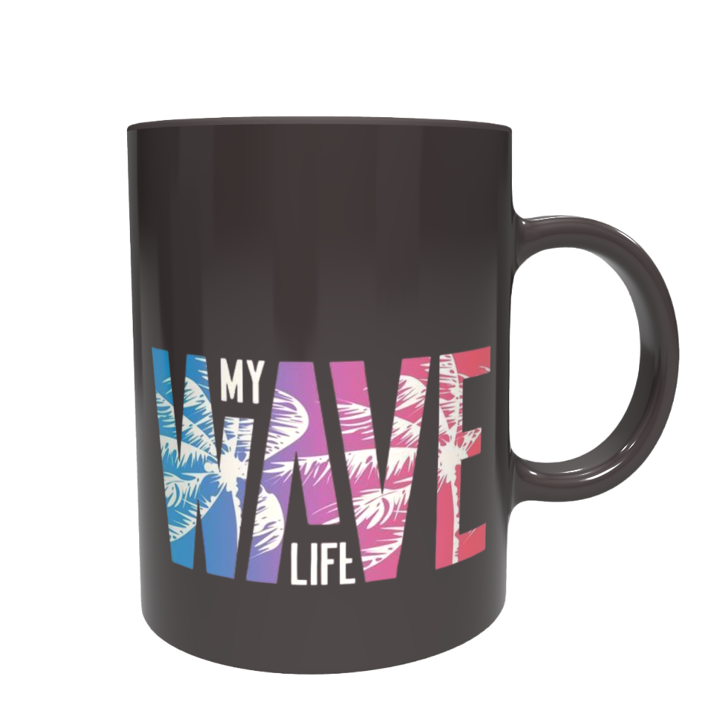 Ceramic mug with large typographic print